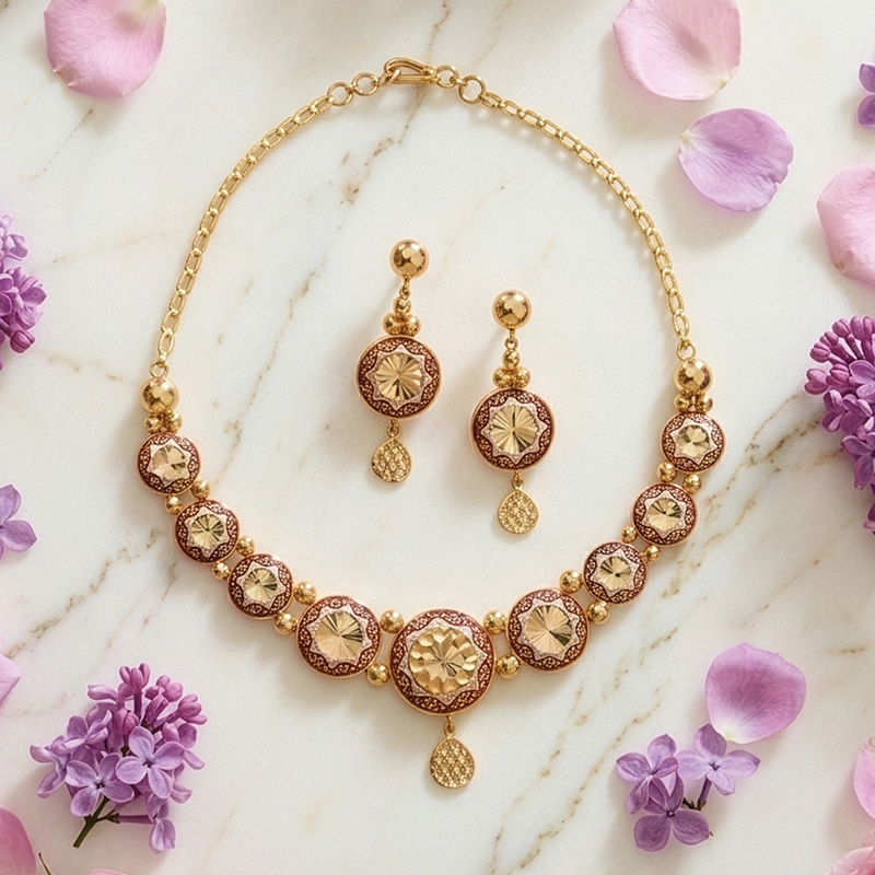 Auspicious Gold Enamel Necklace Set